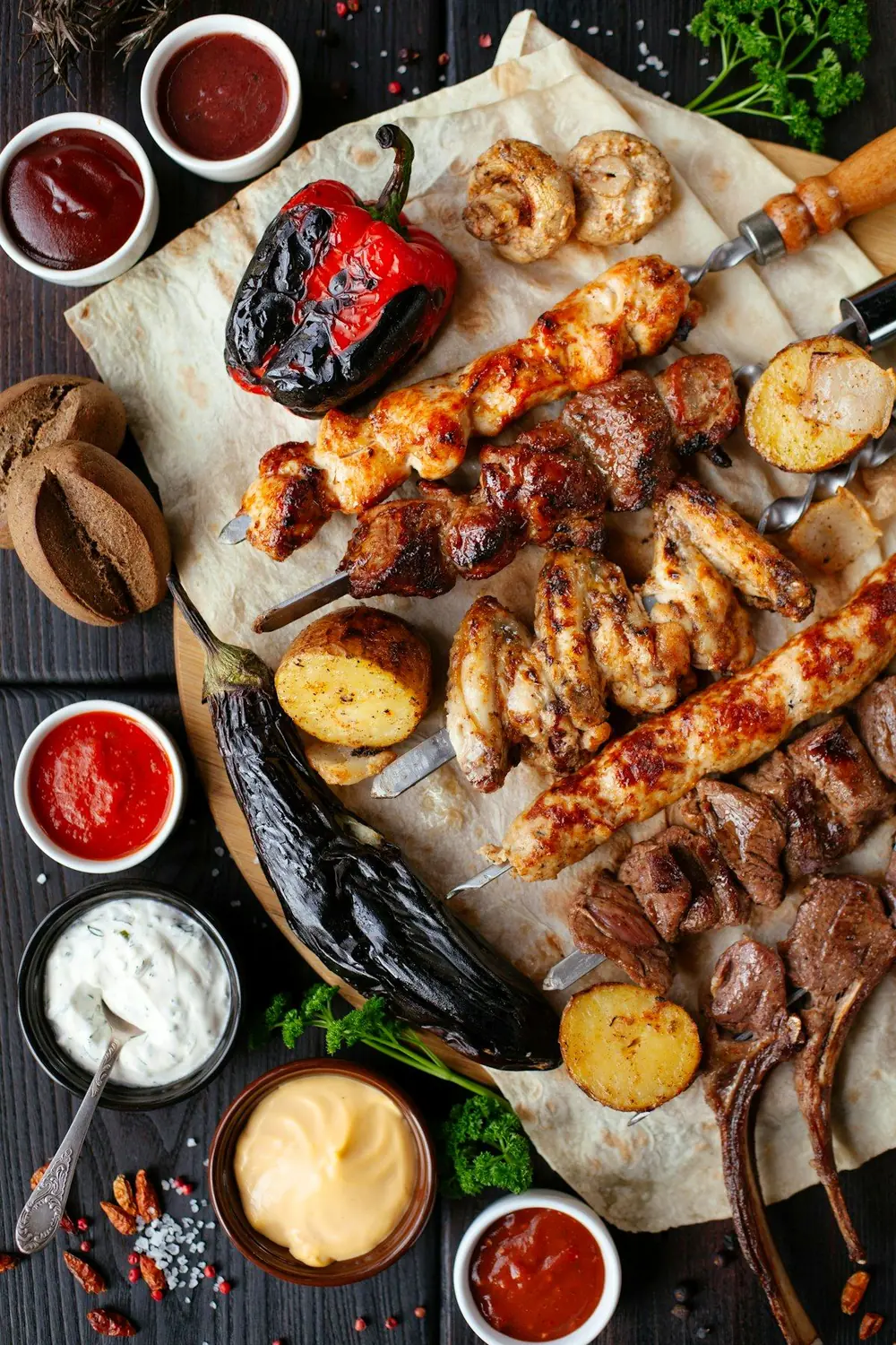 Carnes a la brasa recién servidas